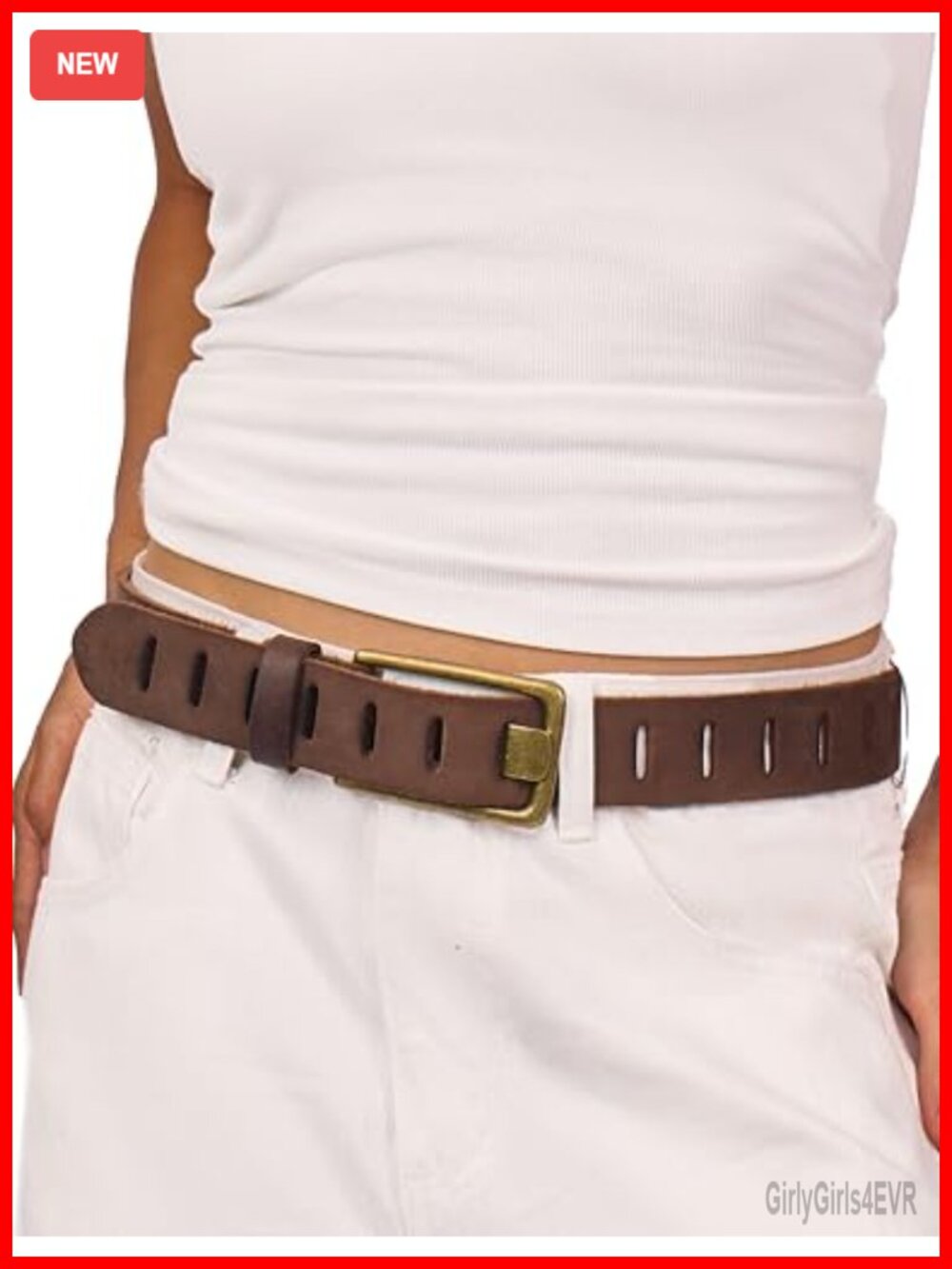 Full Grain Leather Belt Western Cowgirl Wide Buckle